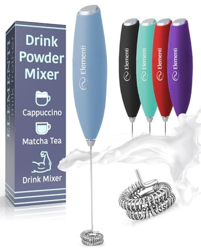 Elementi Frother Wand - Easy to Use Milk Frother & Handheld Electric Stirrer for Powder Drinks, Durable and Powerful Coffee & Protein Powder Mixer Wand (Pastel Blue) | Amazon (US)