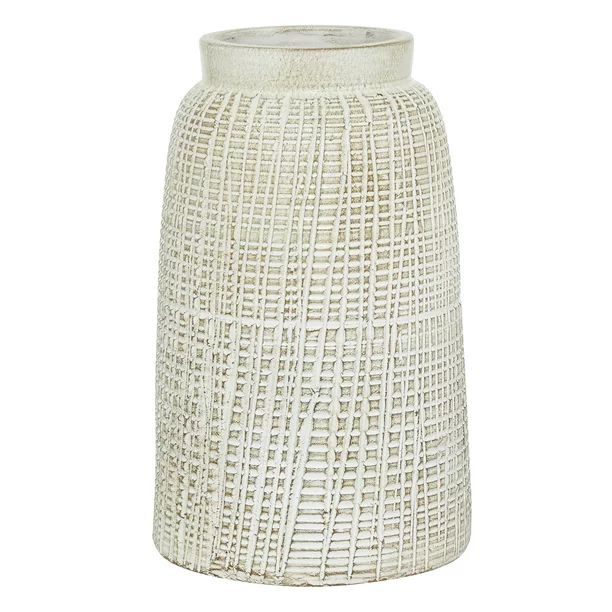 DecMode 7"W, 11"H Terracotta Coastal Style Vase, White, 1 - Piece | Walmart (US)