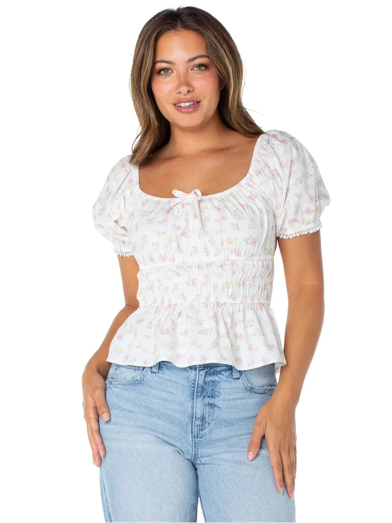 The Celebrity Pink Women's and Women's Plus Puff Sleeve Top, Sizes XS-XXXL | Walmart (US)