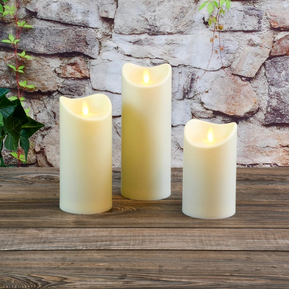 Battery Operated LED Candles with Flickering Flame - 3 Piece | Wayfair North America
