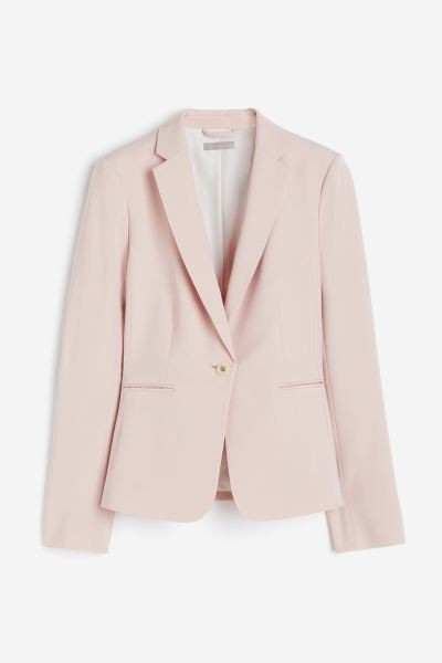 Fitted Blazer - Long sleeve - Regular length - Powder pink - Ladies | H&M US | H&M (US + CA)