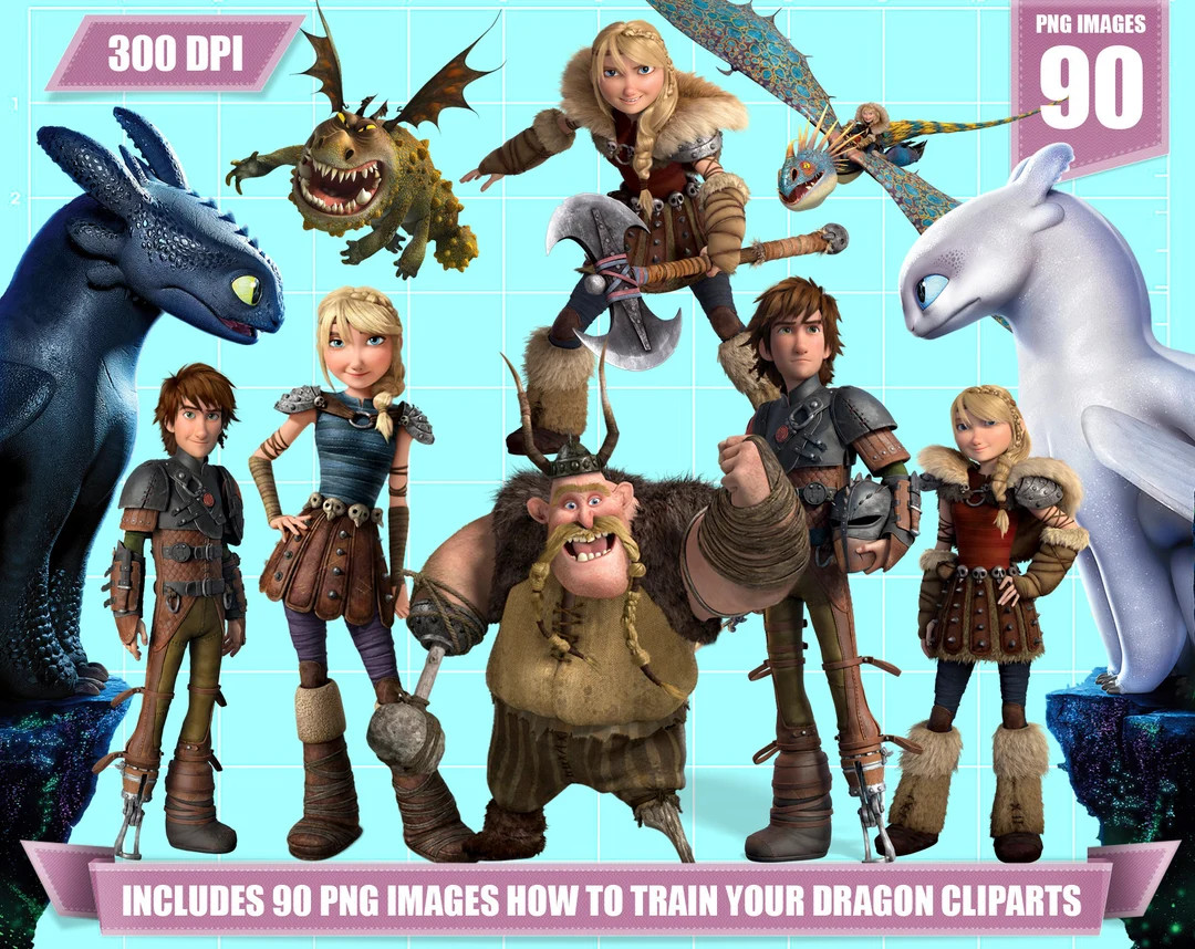 How to Train Your Dragon Clipart: 90 PNG Images (Digital Download) | Etsy (US)