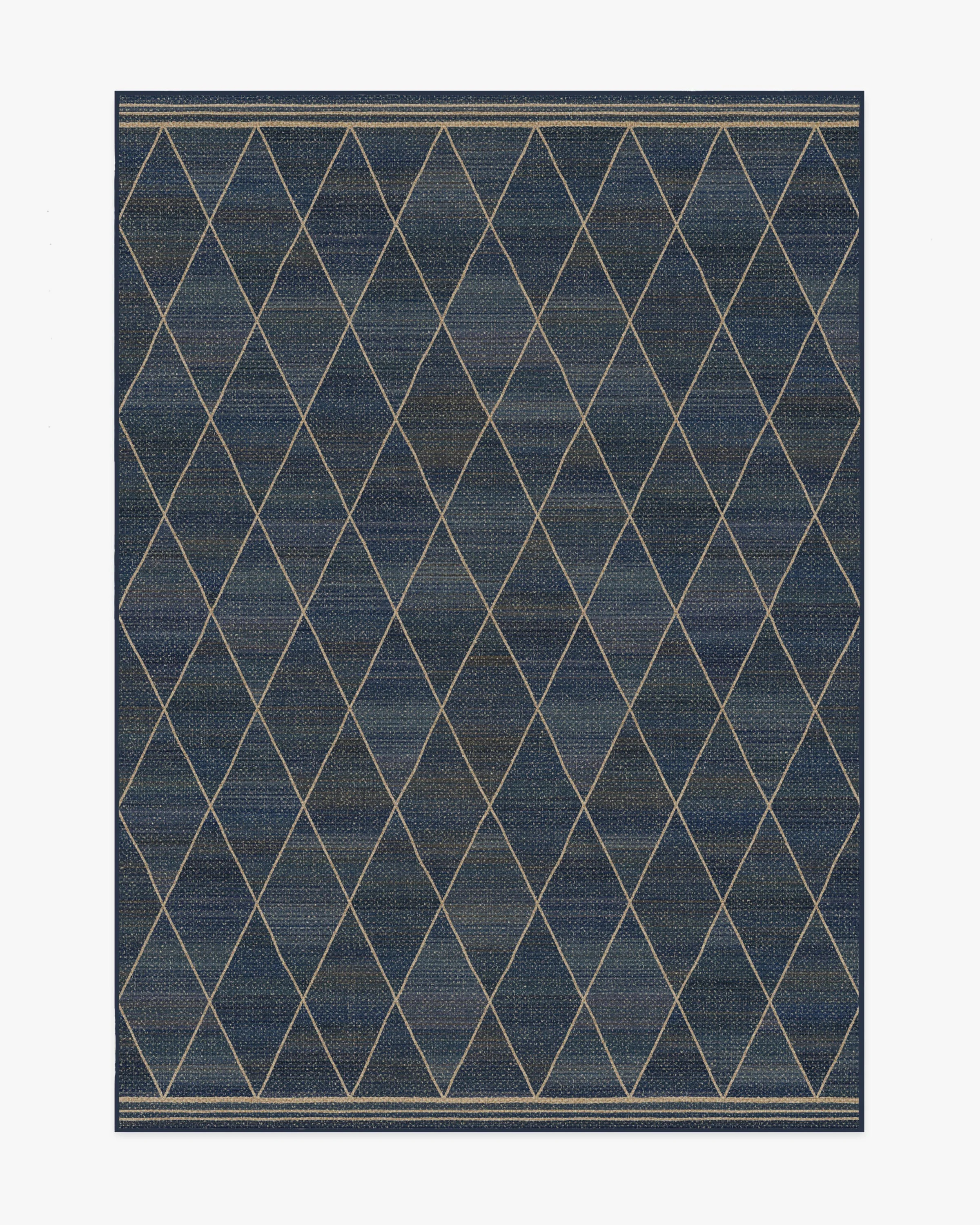 Harlequin Trellis Natural Navy Re-Jute Rug | Ruggable