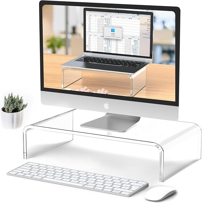 Acrylic Monitor Stand Riser 14'' Acrylic Laptop Stand for Desk Clear Computer Monitor Stand for D... | Amazon (US)