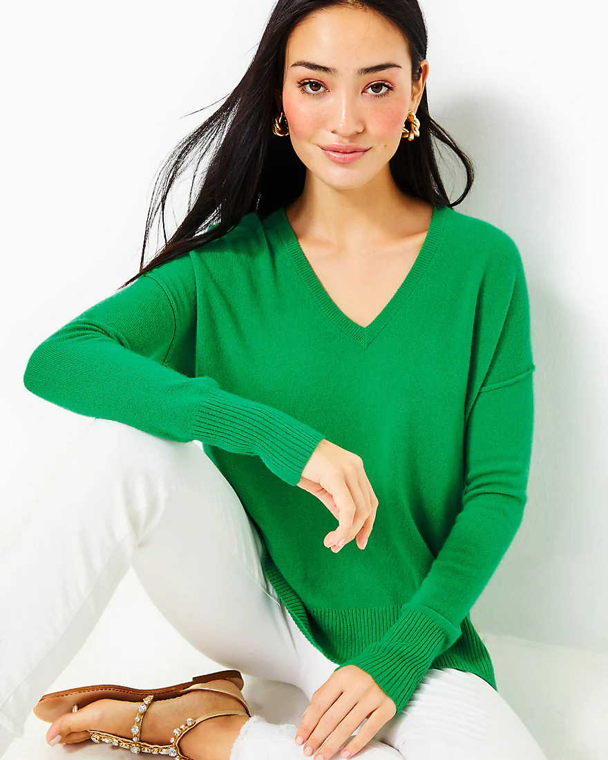 Bedford V-Neck Cashmere Sweater | Splash of Pink - A Lilly Pulitzer Store