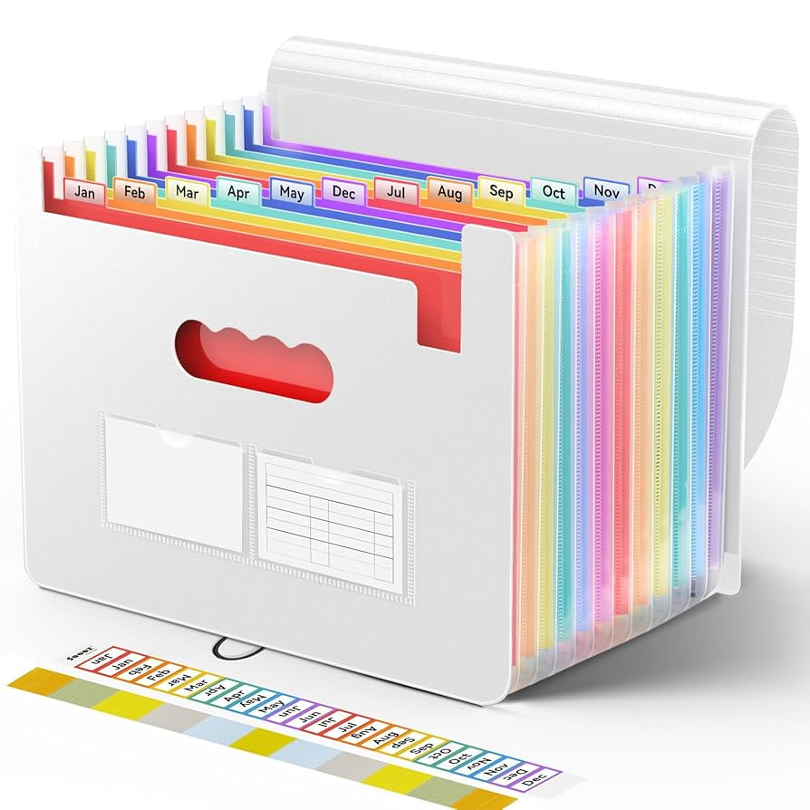 Sooez Accordion File Organizer, 13 Pockets Expanding File Folder, Portable Monthly Paper Bill Tax... | Amazon (US)