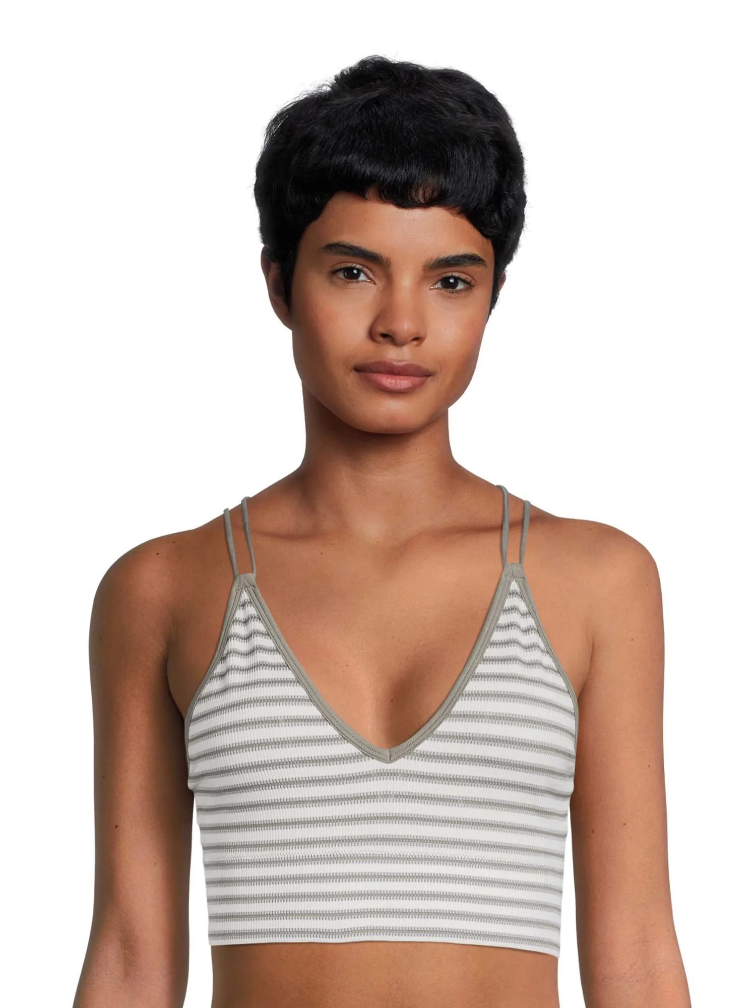 No Boundaries Juniors' Ribbed Plunge Longline Bralette, Sizes to 3XL - Walmart.com | Walmart (US)