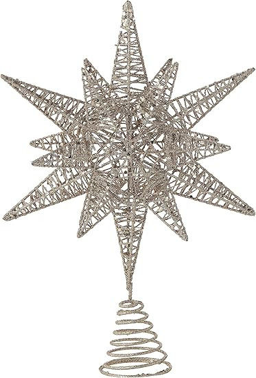 Creative Co-op Multidimensional Star Tree Topper with Gold Glitter Metal Ornaments | Amazon (US)