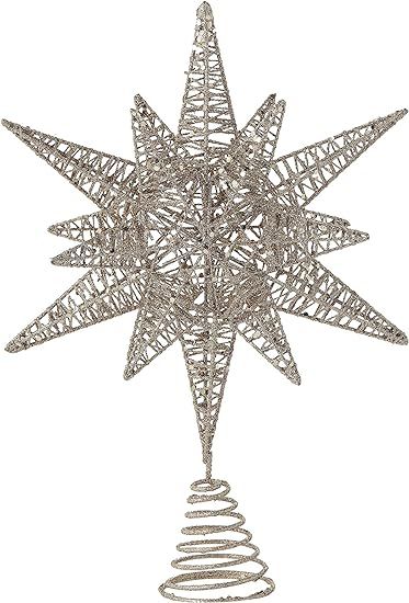 Creative Co-op Multidimensional Star Tree Topper with Gold Glitter Metal Ornaments | Amazon (US)