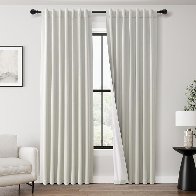 Beige White Linen Blakcout Curtains 84 Inches Long for Living Room Modern Boho Farmhouse Off Whit... | Amazon (US)