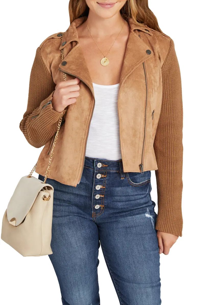 VICI Collection Faux Suede & Knit Moto Jacket | Nordstrom | Nordstrom
