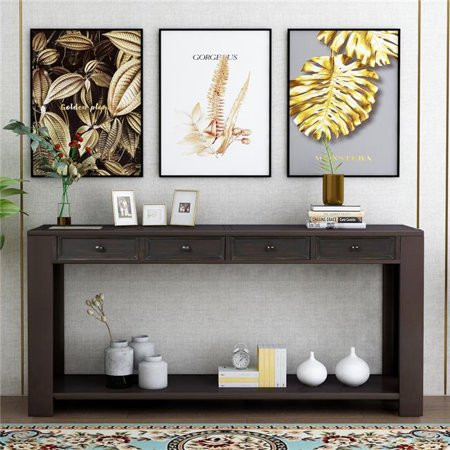 Direct Wicker UBS-WF189615AAB Black Console Table for Entryway Hallway with Storage Drawers and Bott | Walmart (US)