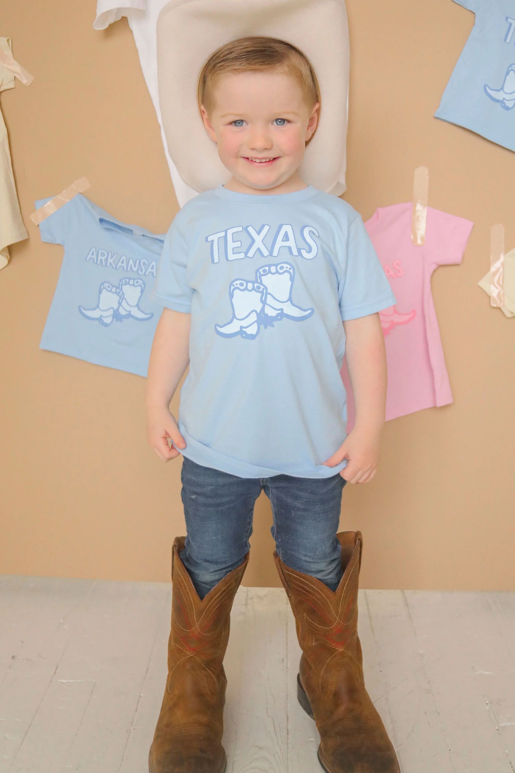 charlie southern: texas blue boots kids tee | RIFFRAFF