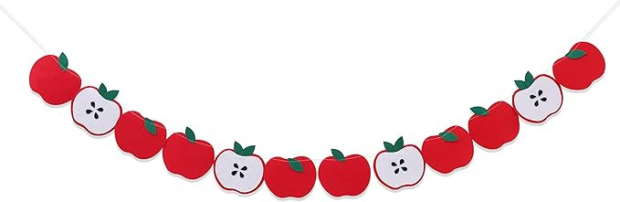 Apple Homecoming Felt Garland-Apple Decoration, Autumn Banner, red, Meadow Green and Twine, Apple... | Amazon (US)