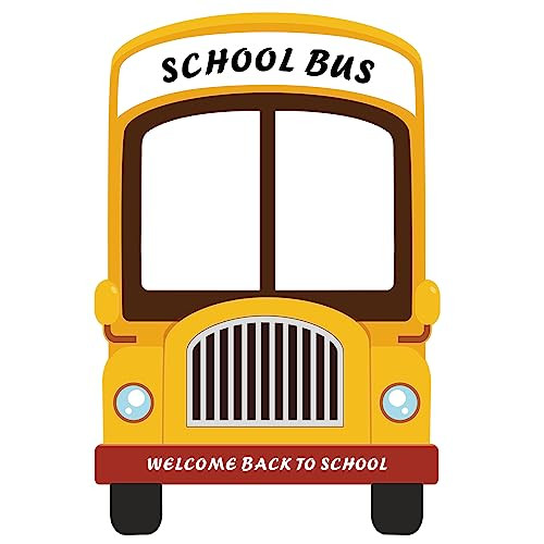 Hoolerry Back To School Decoration 35 x 24 Inch School Bus Photo Frame School Bus Party Sign Photo Selfie Frame First Day School Backdrop School Bus Booth Prop Cutout for Teacher Student School Party | Amazon (US)