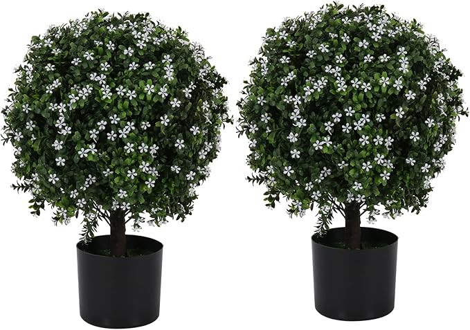 20” Artificial Five-Eared Flower Outdoor Artificial Shrub Sunlight Resistant Leafy Potted Plant... | Amazon (US)