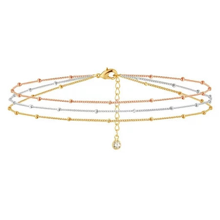 MEVECCO 14K Gold Plated Cute Beaded Freshwater Cultured Pearls Tiny Charm Bracelet for Women | Walmart (US)