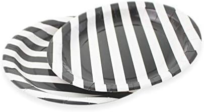 Black Striped Paper Plates 36pcs - 9inch Round Party Plates for Dessert, Cakes, Fruits | Amazon (US)
