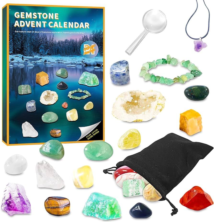 Advent Calendar 2023, Christmas Countdown Calendar for Boys Girls, 24 Days Rocks Minerals Gemston... | Amazon (US)