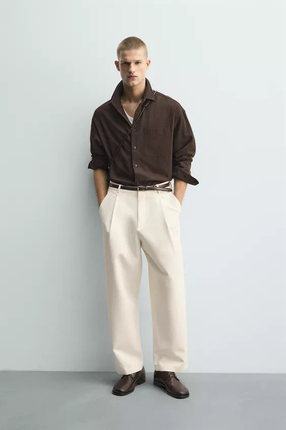 RELAXED FIT PLEATED PANTS | Zara US