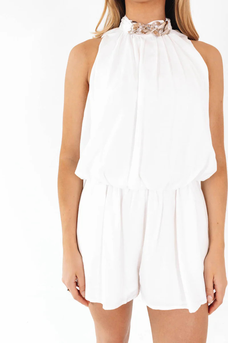 Stay Classy Romper - White | The Impeccable Pig