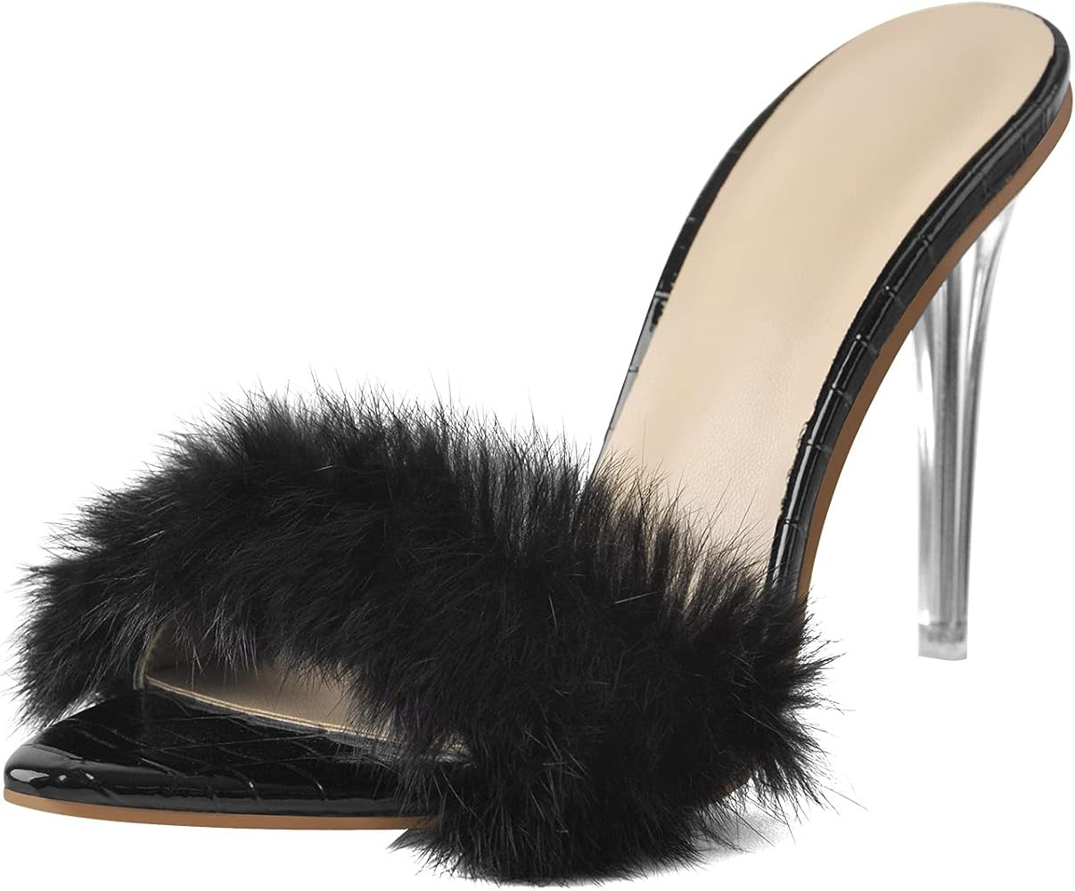 LISHAN Women's Genuine Fur Mules Slide Sandals | Amazon (US)