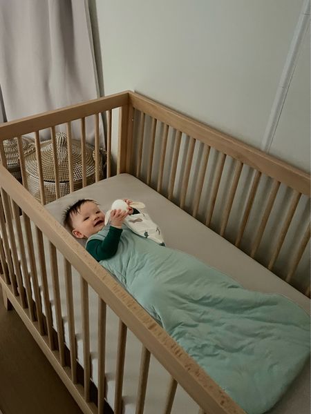 My favorite crib sheets are by Solly Baby and sleep sacks are by Kyte  