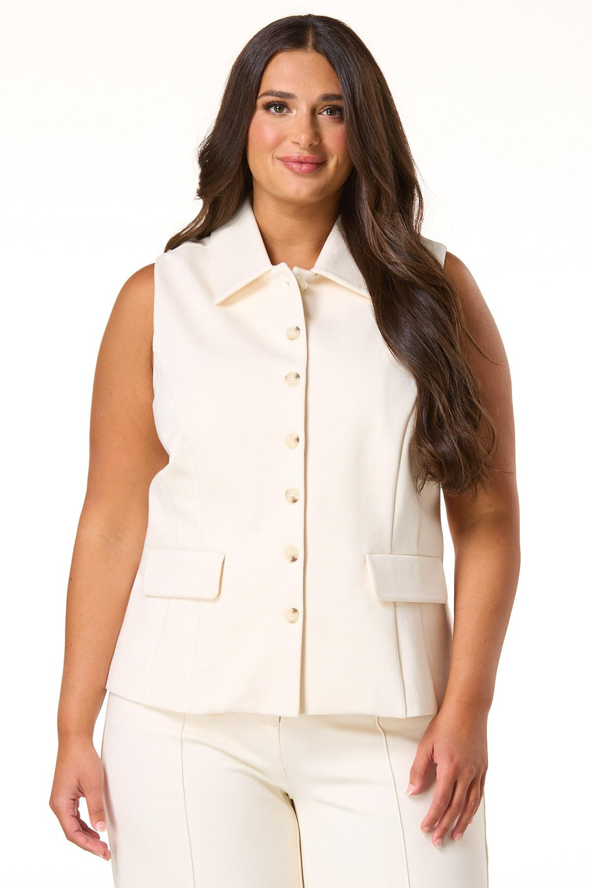 Plus Size Ponte Collared Vest | Cato Fashions