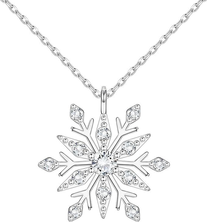 MILACOLATO Snowflake Necklace 925 Sterling Silver Snowflake Pendant Necklace 18K Gold Plated Spar... | Amazon (US)