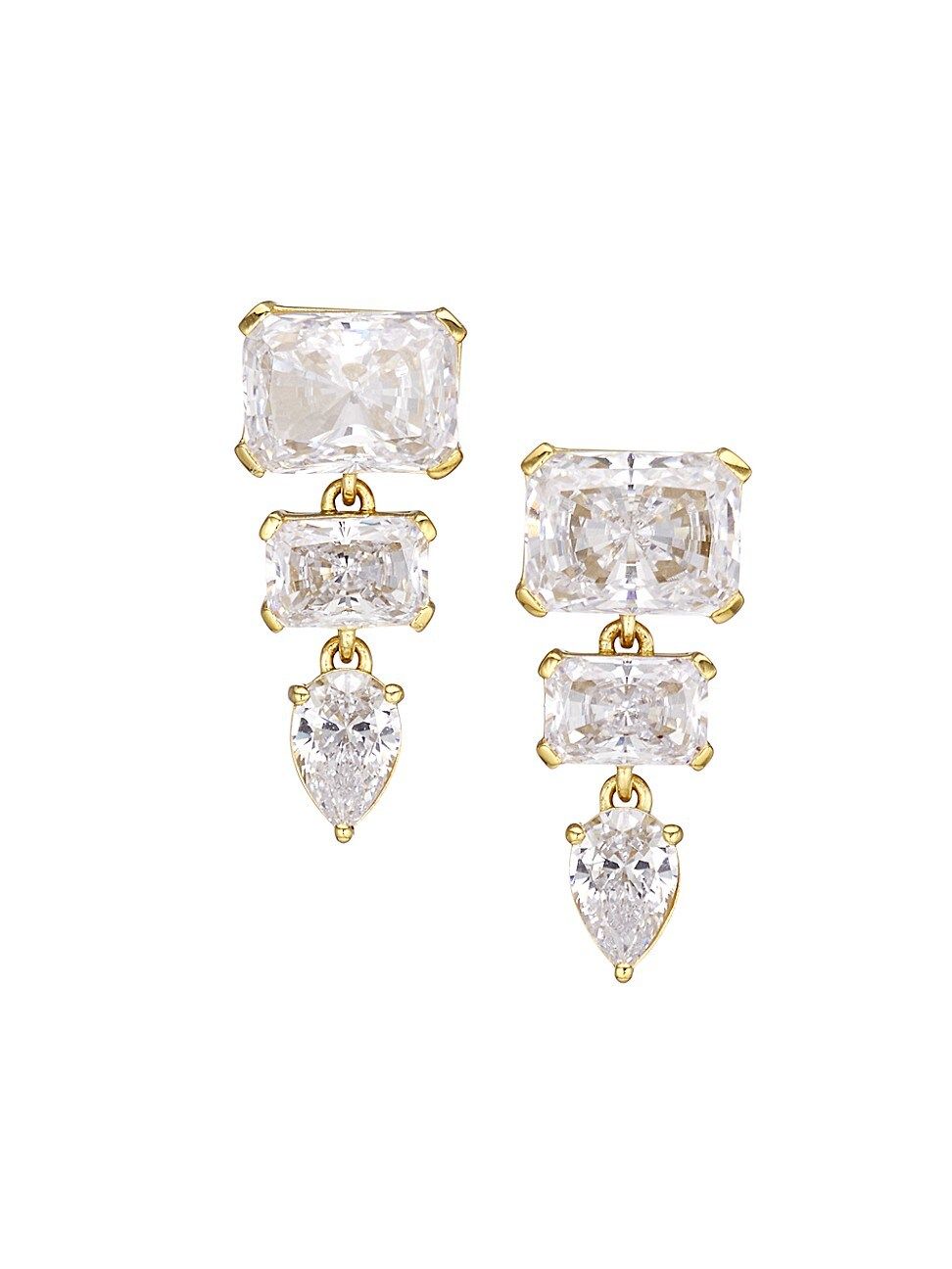 Women's Stunner 18K Goldplated & Cubic Zirconia Tiered Drop Earrings - Gold | Saks Fifth Avenue