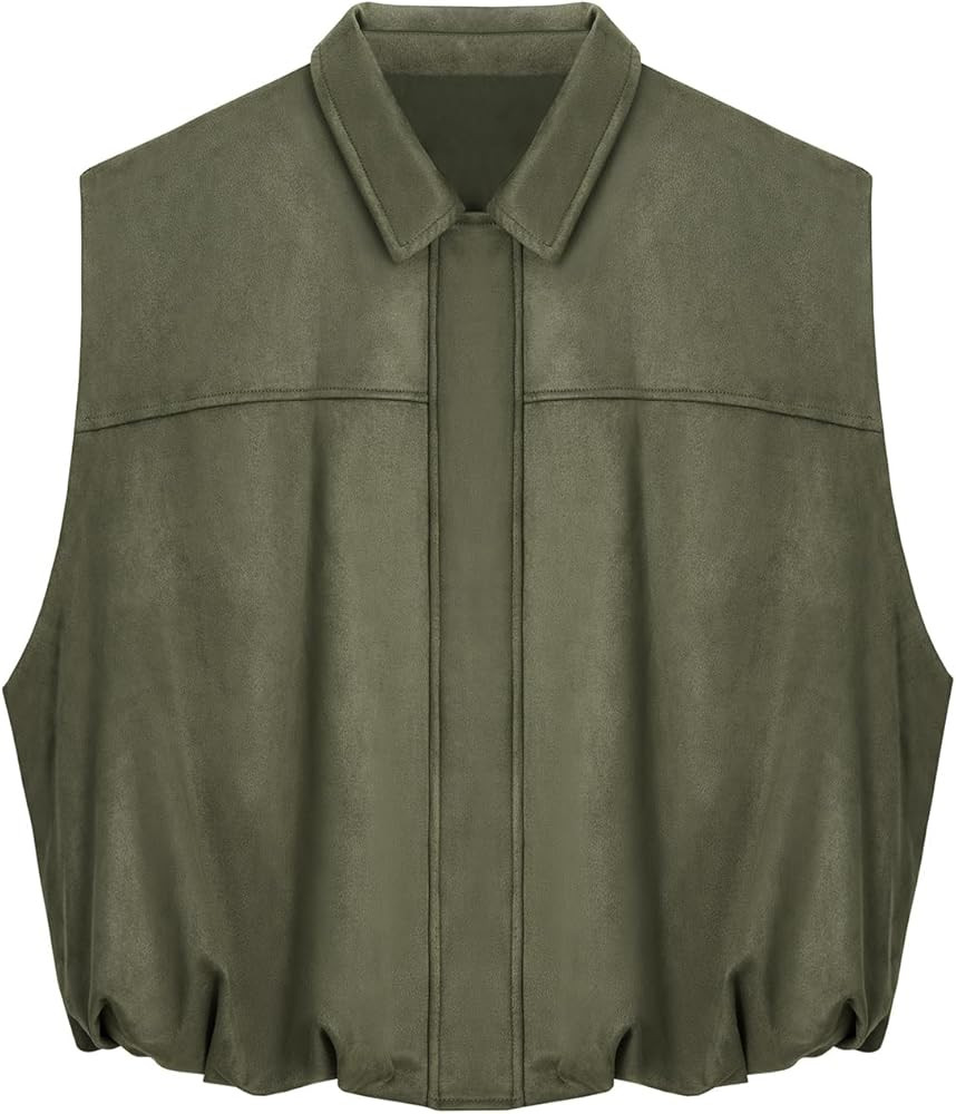 Tankaneo Womens Faux Suede Vest Lapel Sleeveless Casual Cropped Jacket Trendy Streetwear Outerwea... | Amazon (US)