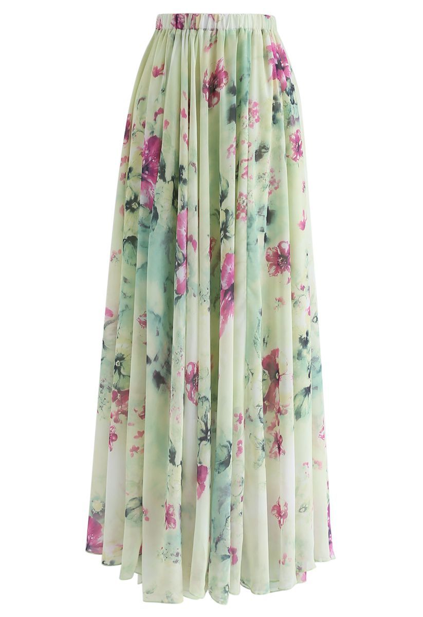 Floral and Frill Maxi Skirt | Chicwish