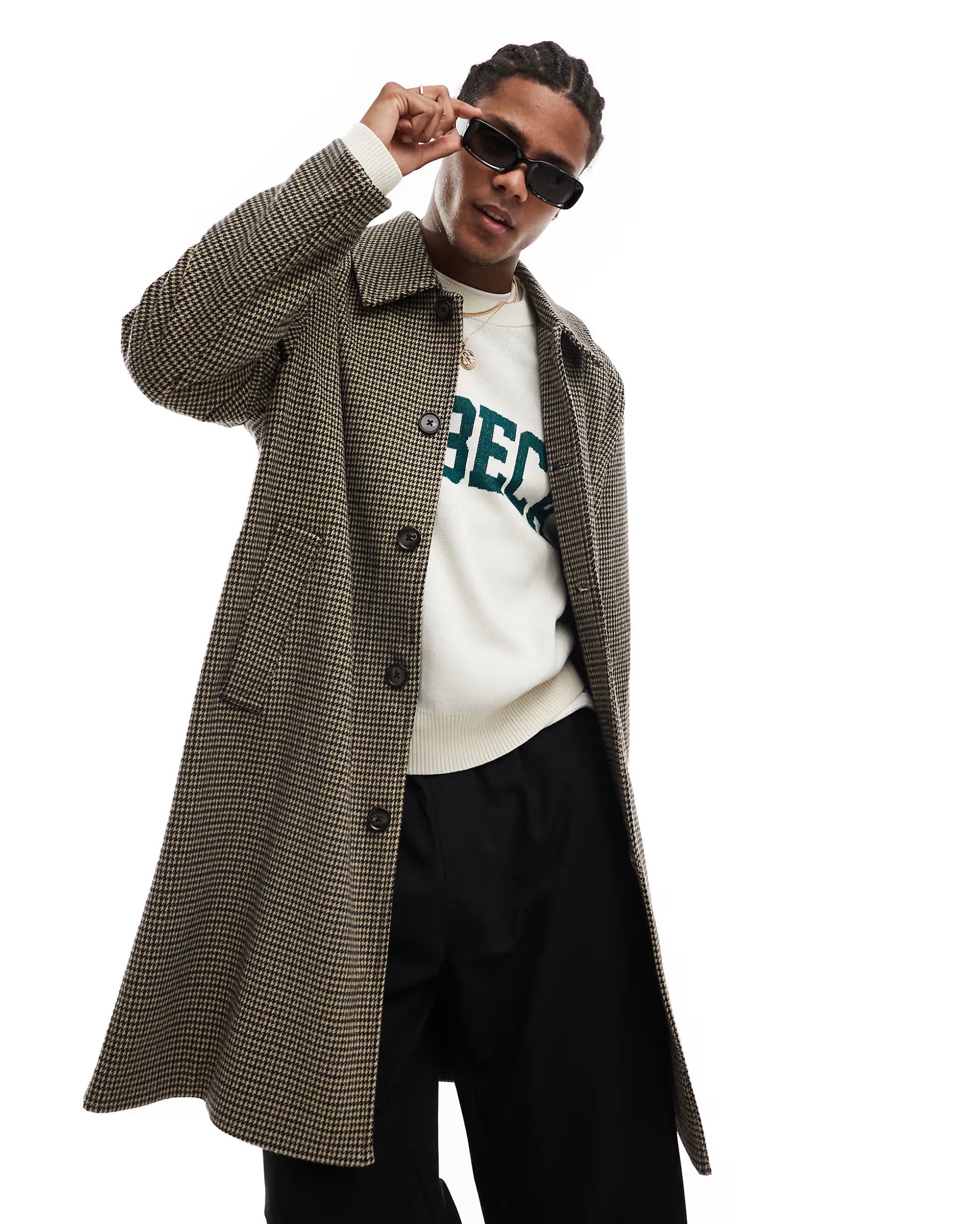 Cotton On houndstooth check relaxed trench coat | ASOS (Global)