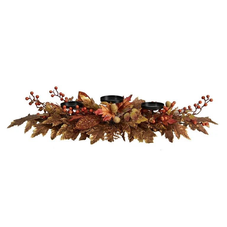 Nearly Natural 36" Autumn Maple Leaves and Berries Harvest Artificial Flower Candelabrum | Walmart (US)