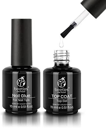 Amazon.com: Beetles Gel Polish 2 in 1 Nail Glue Base Gel and No Wipe Top Coat Kit 15ML for Gel Na... | Amazon (US)