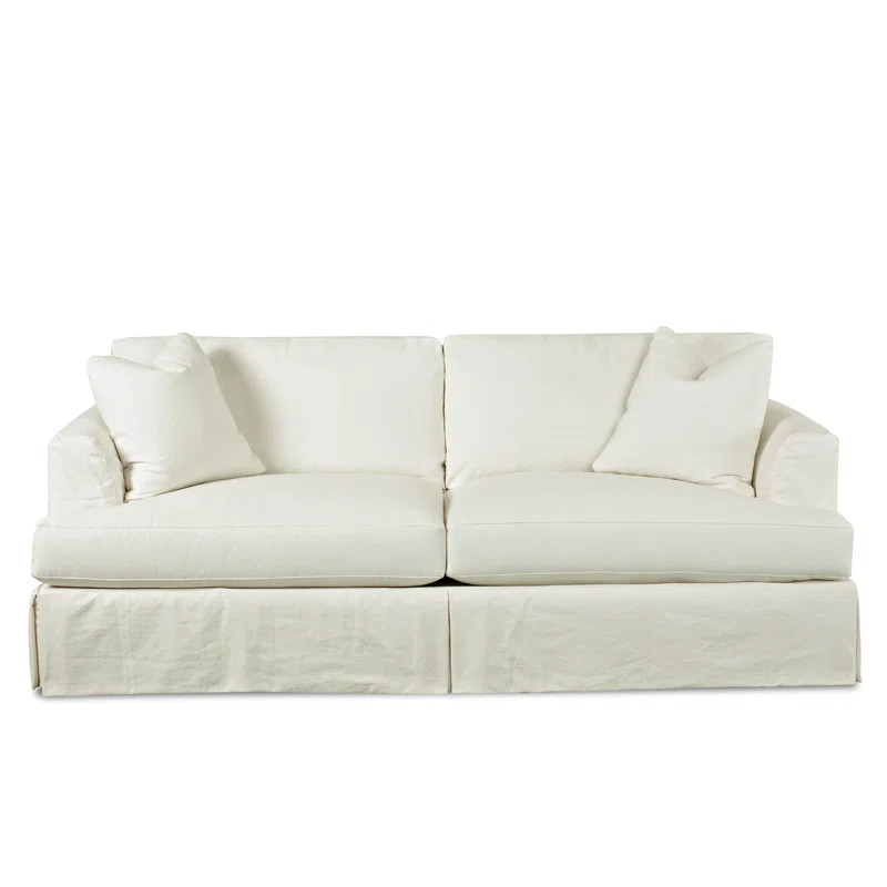 Lucia 93'' Cotton Recessed Arm Slipcovered Sofa with Reversible Cushions | Wayfair North America