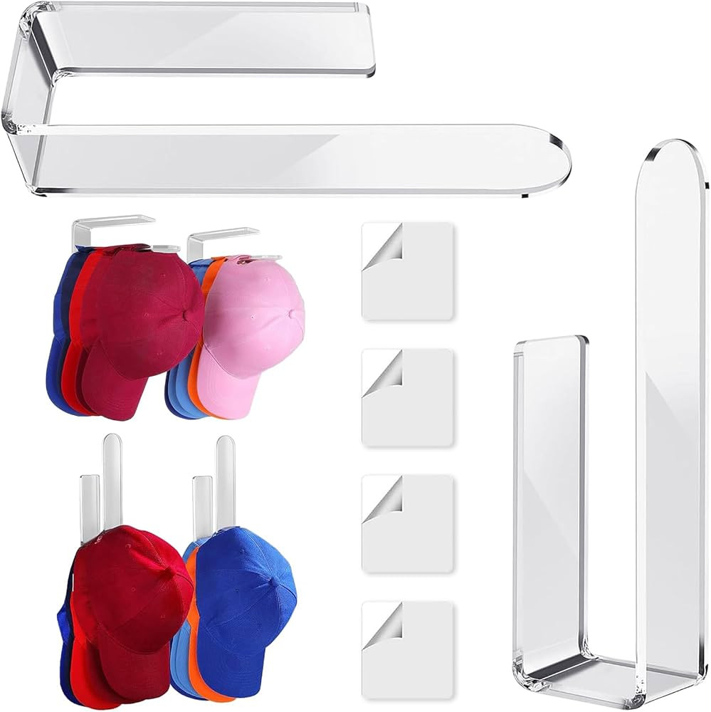 2pcs Sturdy Acrylic Wall Mounted Hat Hooks Acrylic Hat Organizer Hat Rack for Hat Storage, Baseba... | Amazon (US)