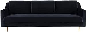 TOV Furniture The Milan Collection Modern Velvet Upholstered Living Room Sofa, Black | Amazon (US)