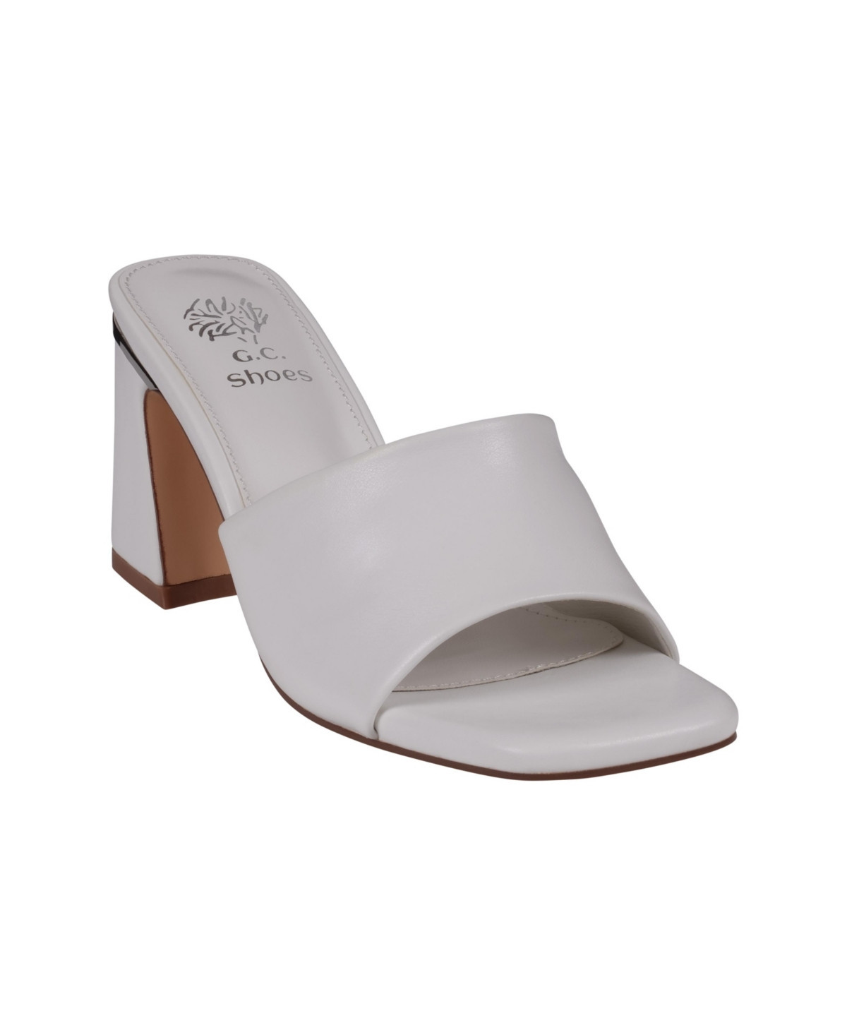 Gc Shoes Women's Soho Square Toe Block Heel Dress Sandals - White | Macy's