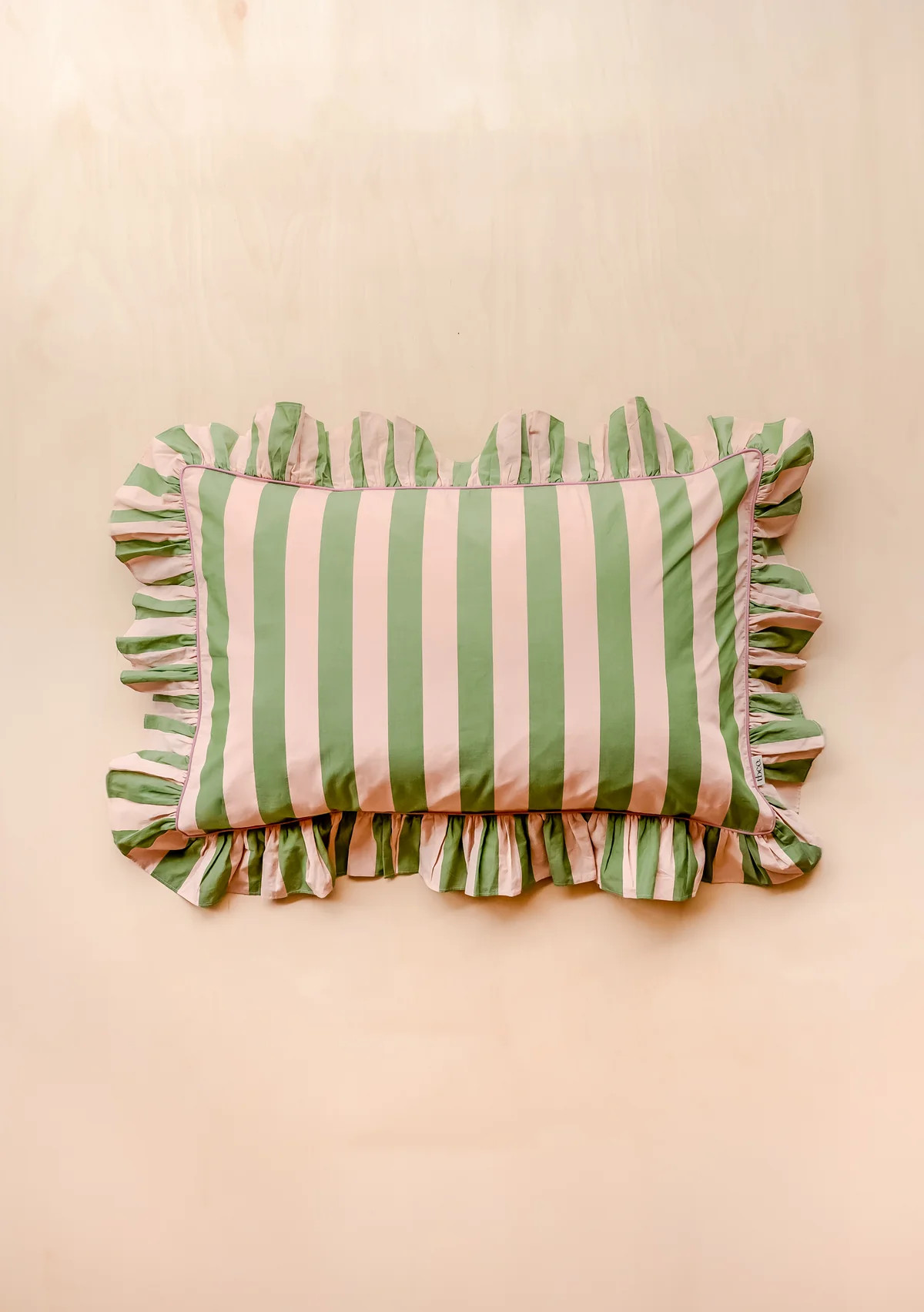 Pair of Cotton Pillowcases in Green Stripe | The Tartan Blanket Co.
