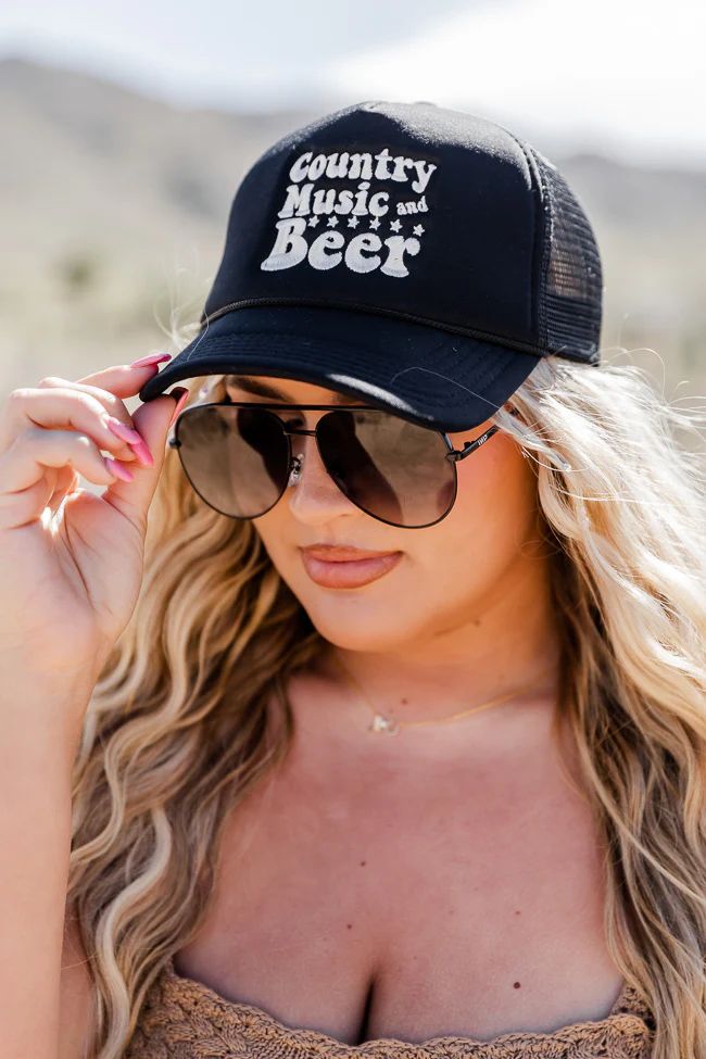 Country Music and Beer Black Hat | Pink Lily