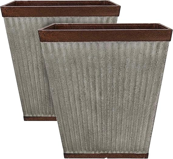 Southern Patio HDR-046851 16 Inch Square Rustic Resin Indoor Outdoor Garden Planter Urn Pot for F... | Amazon (US)