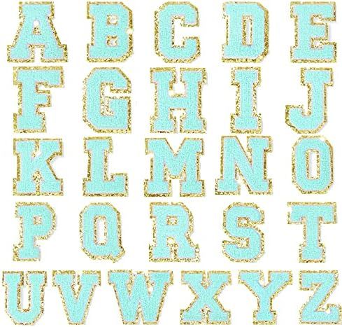 Glitters Patches Iron on Letters, Embroidered Accent Chenille Alphabet, Chenille Letter Patches Deco | Amazon (US)