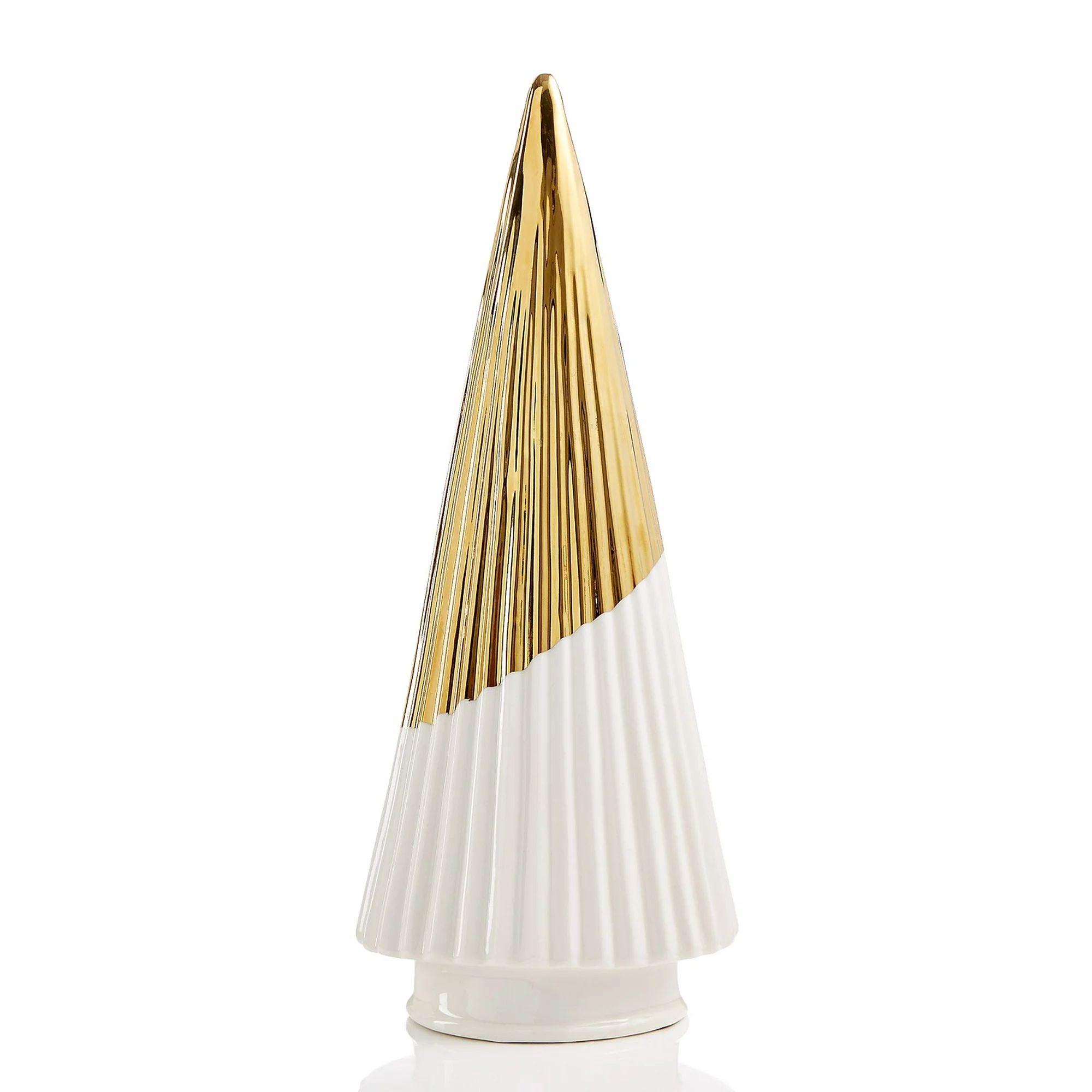 Holiday Lane Porcelain Pine Tree (Gold & White) | Walmart (US)