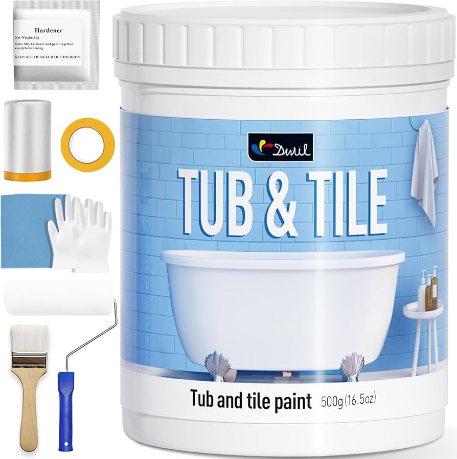 DWIL Tile Paint, Tub and Tile Refinishing Kit with Tools, White Bathtub Paint Water Based & Low O... | Amazon (US)