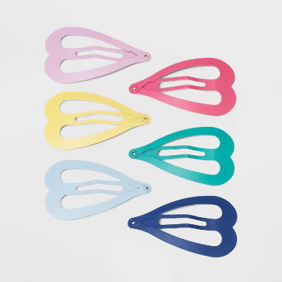 Girls' 6pk Matte Heart Clips - Cat & Jack™ | Target
