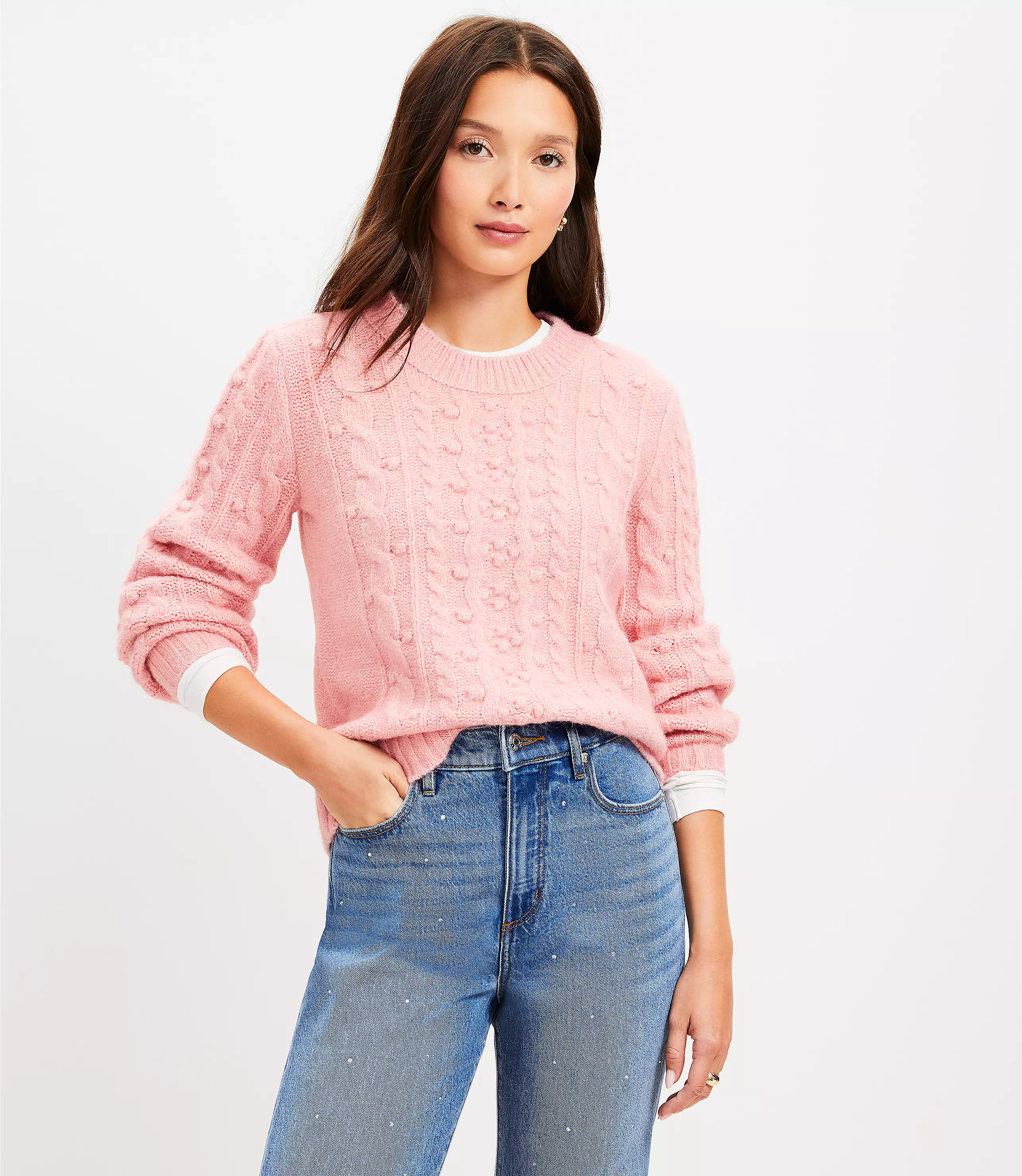 Bobble Cable Sweater | LOFT