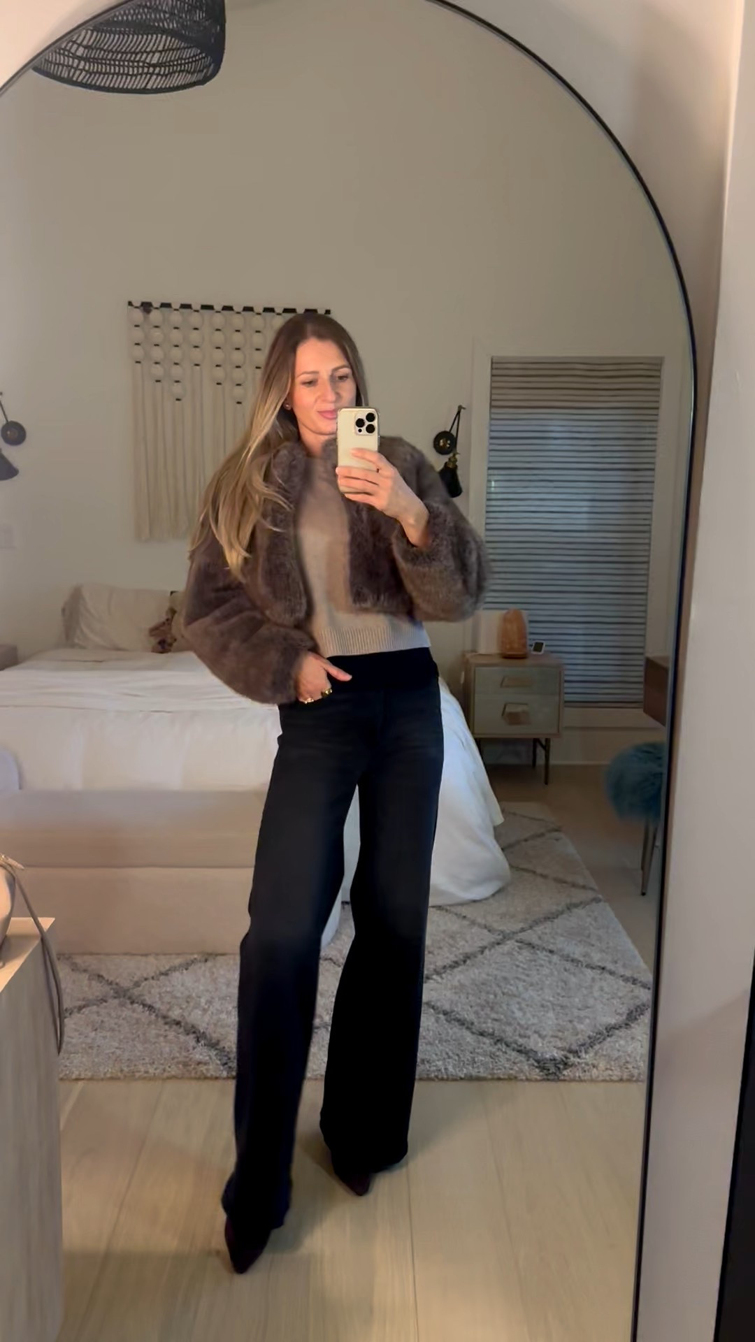 Easy casual elevated fall/winter outfit. I felt super comfortable and got lots of compliments on the pieces! 

*wearing jeans 27 (linking both inseam lengths as well as alternatives, sweater tee small (also available in long sleeve),  jacket small, booties size up half a size

#fauxfurjacket #mobwifeaesthetic 😂 #blackjeans #suedebooties #furjacket #crewneck #sweater #abercrombie #mango #amazonfinds #quince #widelegjeans #espressobrown

#LTKgrwm #LTKstorytime #LTKdayinmylife