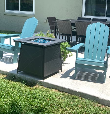 Adirondack chairs and Firepit table.  Patio decor, lake house decor

#LTKhome #LTKfamily #LTKSeasonal