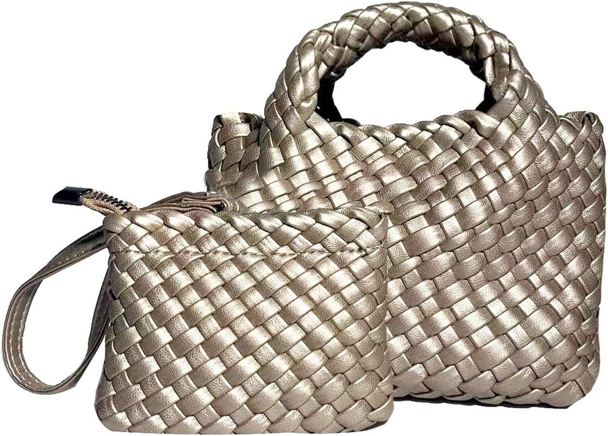 OUYGZOU Woven Bag for Women with Coin Purse Fashion Handbag Female Shoulder Bag Foldable Chain Sm... | Amazon (US)
